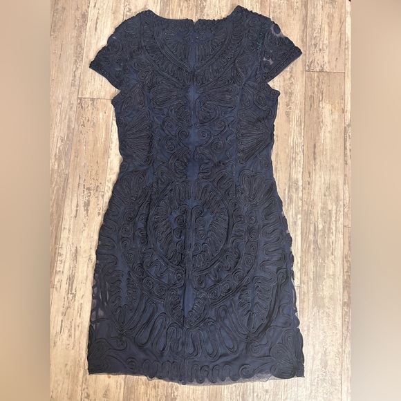 JS Collections Navy Embroidered Soutache Dress